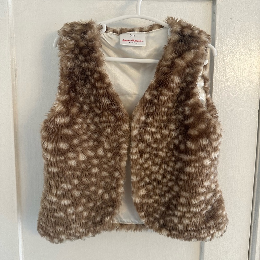 Faux Fur Vest in Brown and Cream Hanna andersson